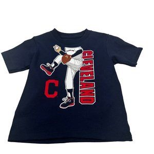 Team Athletics MLB Boys Sz 2T Cleveland Baseball Short Sleeve Tee Shirt Blue New